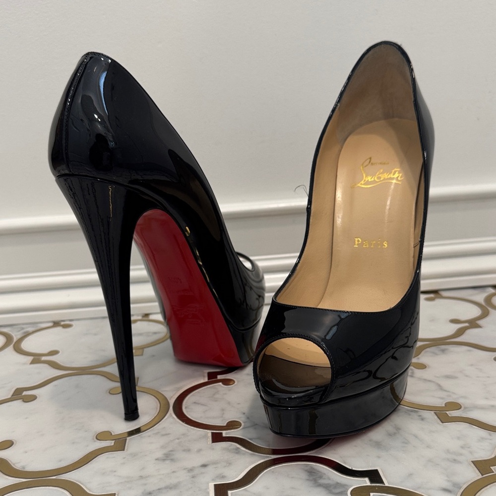 Christian Louboutin Patent Leather Lady Peep Platform 150mm